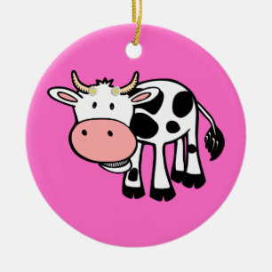 Adorno De Cerámica Vaca sonriente con maricas