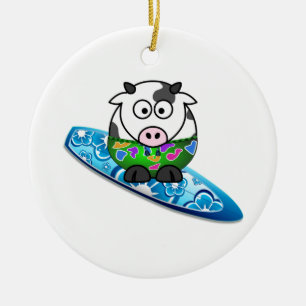 Adorno De Cerámica Vaca surfista