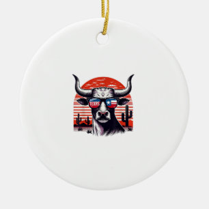 Adorno De Cerámica Vaca usando gafas de sol de Texas