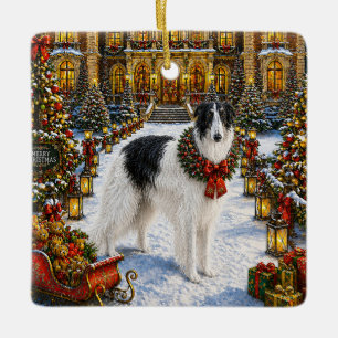 Adorno De Cerámica Vacaciones Borzoi