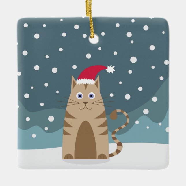 Adorno De Cerámica Vacaciones de invierno santa hat mascota navidades (Anverso)