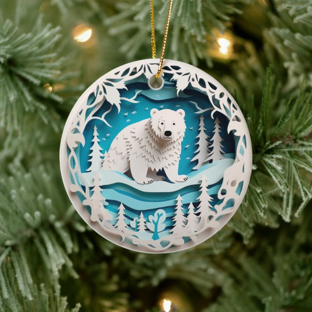 Adorno De Cerámica Vacaciones de Navidades de invierno de oso polar d (Árbol)