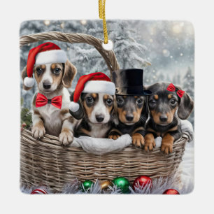 Adorno De Cerámica Vacaciones de Navidades de perros con pipa de Dach