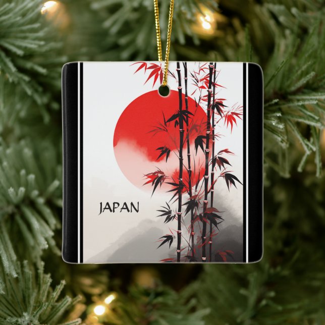 Adorno De Cerámica Vacaciones japonesas personalizadas de sol y bambú (Árbol)