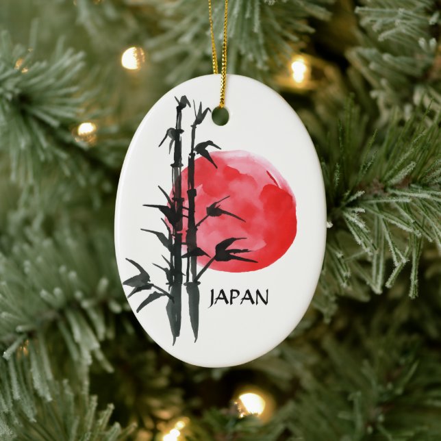 Adorno De Cerámica Vacaciones japonesas personalizadas de sol y bambú (Árbol)