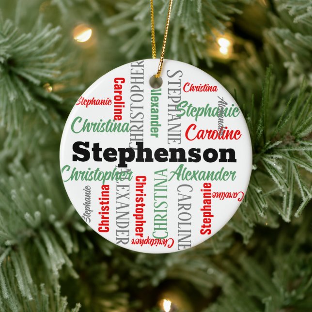 Adorno De Cerámica Vacaciones personalizadas de Word-Art Collage (Árbol)