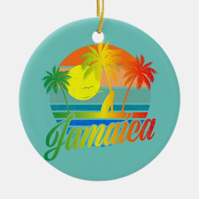 Adorno De Cerámica Vacaciones Retro Jamaica Summer Beach Para Hombres (Frente)