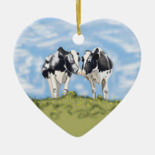 Adorno De Cerámica Vacas besándose 
