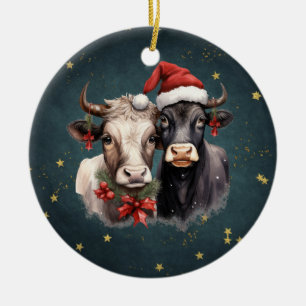 Adorno De Cerámica Vacas de Navidades cortos