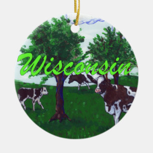 Adorno De Cerámica Vacas de Wisconsin
