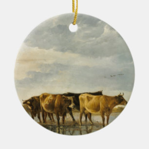 Adorno De Cerámica Vacas en un río Aelbert Cuyp