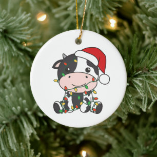 Adorno De Cerámica Vacas Navidades de vaca en invierno