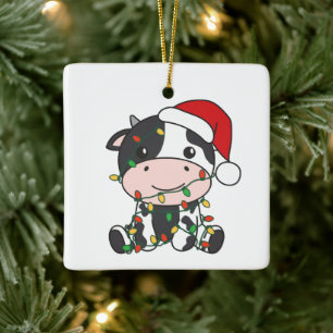 Adorno De Cerámica Vacas Navidades de vaca en invierno