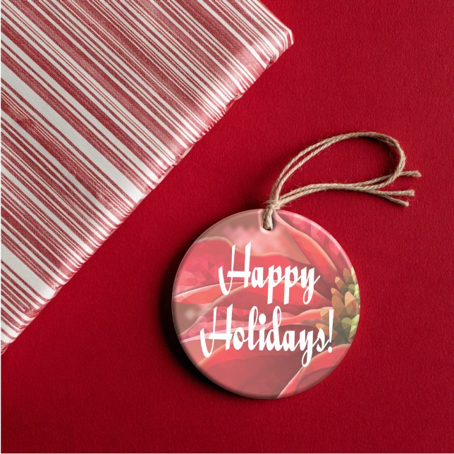 Adorno De Cerámica Vacías de Poinsettia (Artistic Dual-Use! Our poinsettia inspired ornament doubles as a luxury gift tag.)