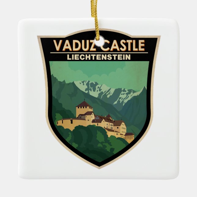 Adorno De Cerámica Vaduz Castle Liechtenstein Viaje Insignia de Viaje (Anverso)