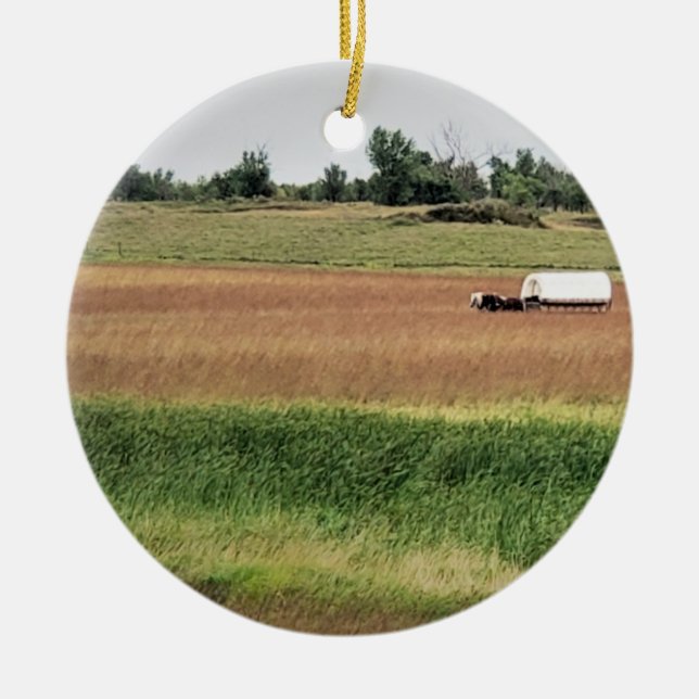 Adorno De Cerámica Vagón cubierto en Laura Ingalls Wilder Homestead (Frente)