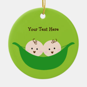 Adorno De Cerámica Vainas de guisante gemelas (personalizable)