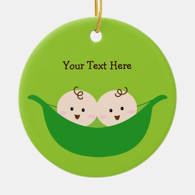 Adorno De Cerámica Vainas de guisante gemelas (personalizable) (Frente)