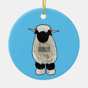 Adorno De Cerámica Valais Blacknose ilustracion personalizado ovino
