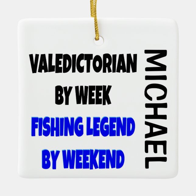 Adorno De Cerámica Valedictorian ama al PERSONALIZADO pesquero (Anverso)