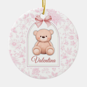 Adorno De Cerámica Valentina Diseño de guardería de osito rosado pe
