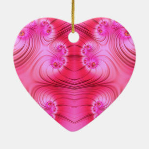 Adorno De Cerámica ~VALENTINE HEART ~ Pink Fractal ~ ~