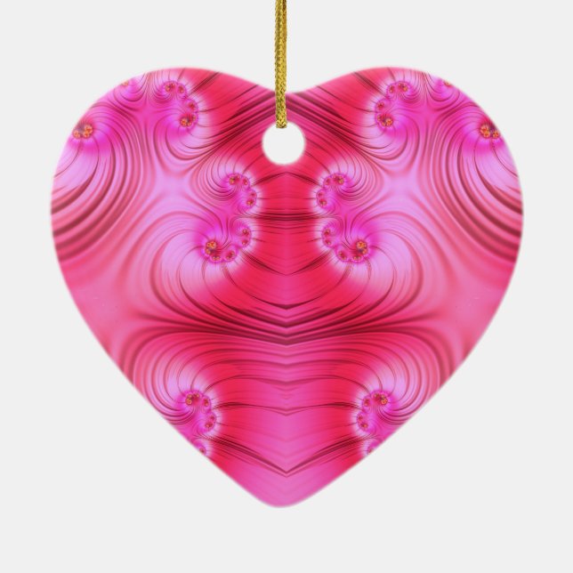 Adorno De Cerámica ~VALENTINE HEART ~ Pink Fractal ~ ~ (Atrás)