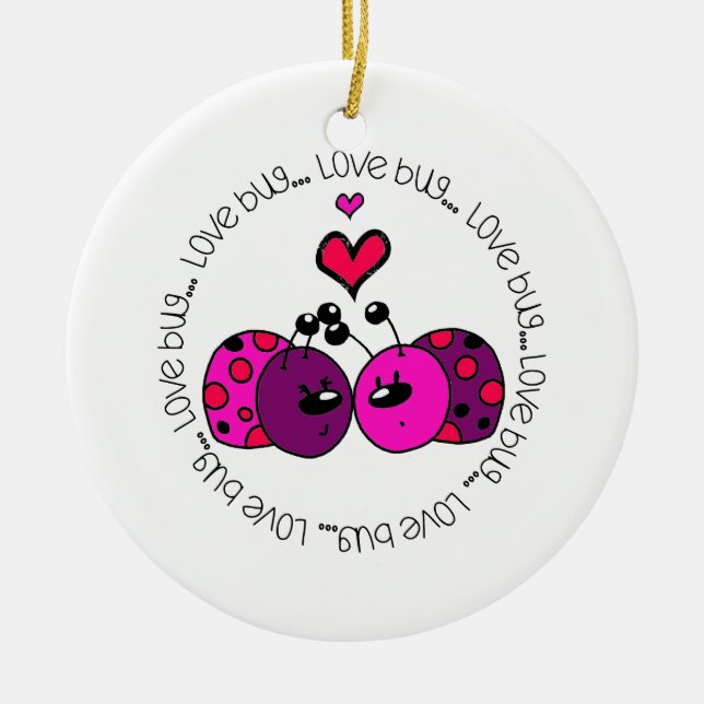 Adorno De Cerámica Valentine Love Bug (Frente)