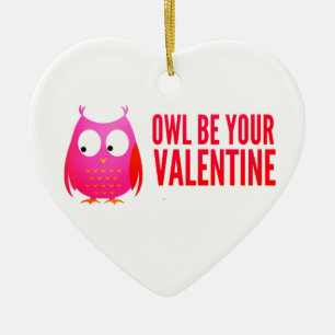 Adorno De Cerámica Valentine Owl Personalizado