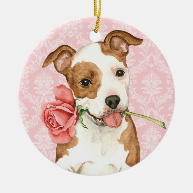 Adorno De Cerámica Valentine Rosa Am Staff (Frente)