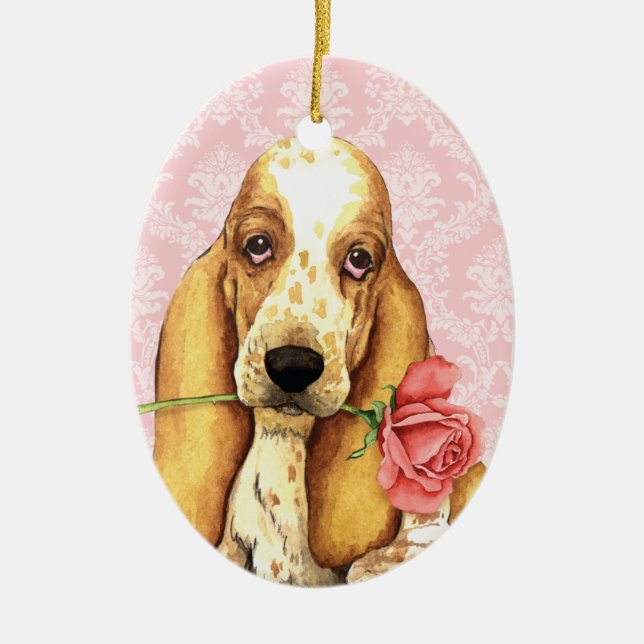 Adorno De Cerámica Valentine Rosa Basset (Frente)