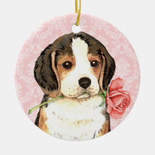 Adorno De Cerámica Valentine Rosa Beagle