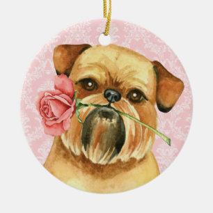 Adorno De Cerámica Valentine Rosa Brussels Griffon
