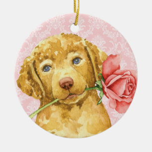 Adorno De Cerámica Valentine Rosa Chesapeake Bay Retriever
