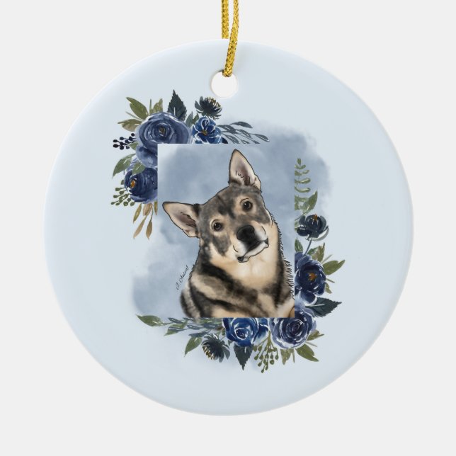 Adorno De Cerámica Vallhund sueco (Frente)