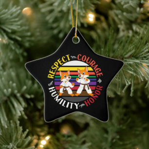 Adorno De Cerámica Valores de Karate - Silhouettes de Fox de corte li