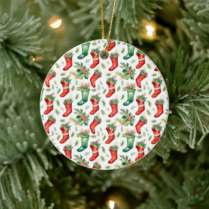 Adorno De Cerámica Valores de Navidades verdes y rojos