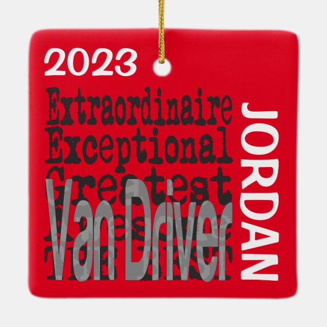 Adorno De Cerámica Van Driver Extraordinaire PERSONALIZADO (Reverso)