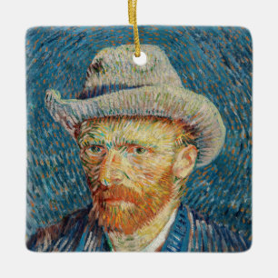 Adorno De Cerámica Van Gogh - Autorretrato con un sombrero gris de fi