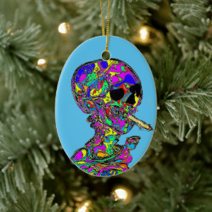 Adorno De Cerámica Van Gogh Calavera Fumando Cigarrillo
