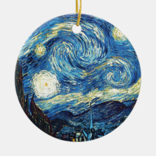 Adorno De Cerámica Van Gogh el arte 1889 del vintage de la noche