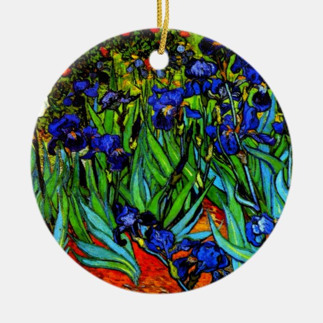 Adorno De Cerámica Van Gogh - Irises, pintura famosa, (Frente)