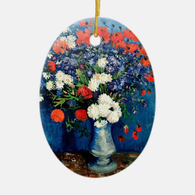 Adorno De Cerámica Van Gogh - Jarrón con amapolas, (Frente)