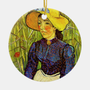 Adorno De Cerámica Van Gogh, Joven campesina con sombrero de paja