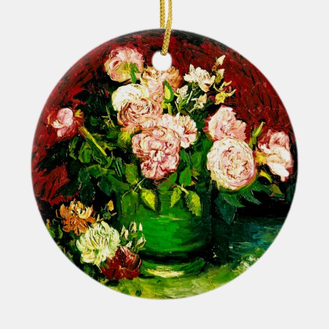 Adorno De Cerámica Van Gogh Peonies y Rosas (Frente)