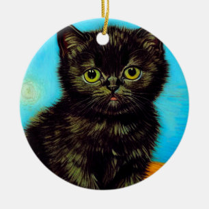 Adorno De Cerámica Van Gogh Style Pouting Kitten