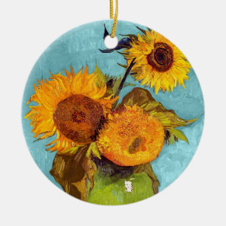 Adorno De Cerámica Van Gogh - Tres Girasoles En Un Jarrón - Arte Fino