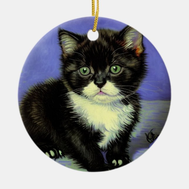Adorno De Cerámica Van Gogh Tuxedo Kitten (Frente)