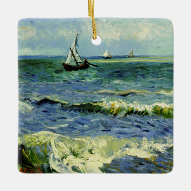 Adorno De Cerámica Van Gogh - Un barco pesquero en el mar (Anverso)
