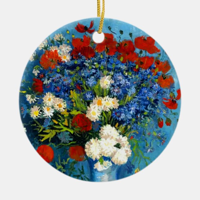 Adorno De Cerámica Van Gogh Vase con Cornflowers y Poppies (Frente)